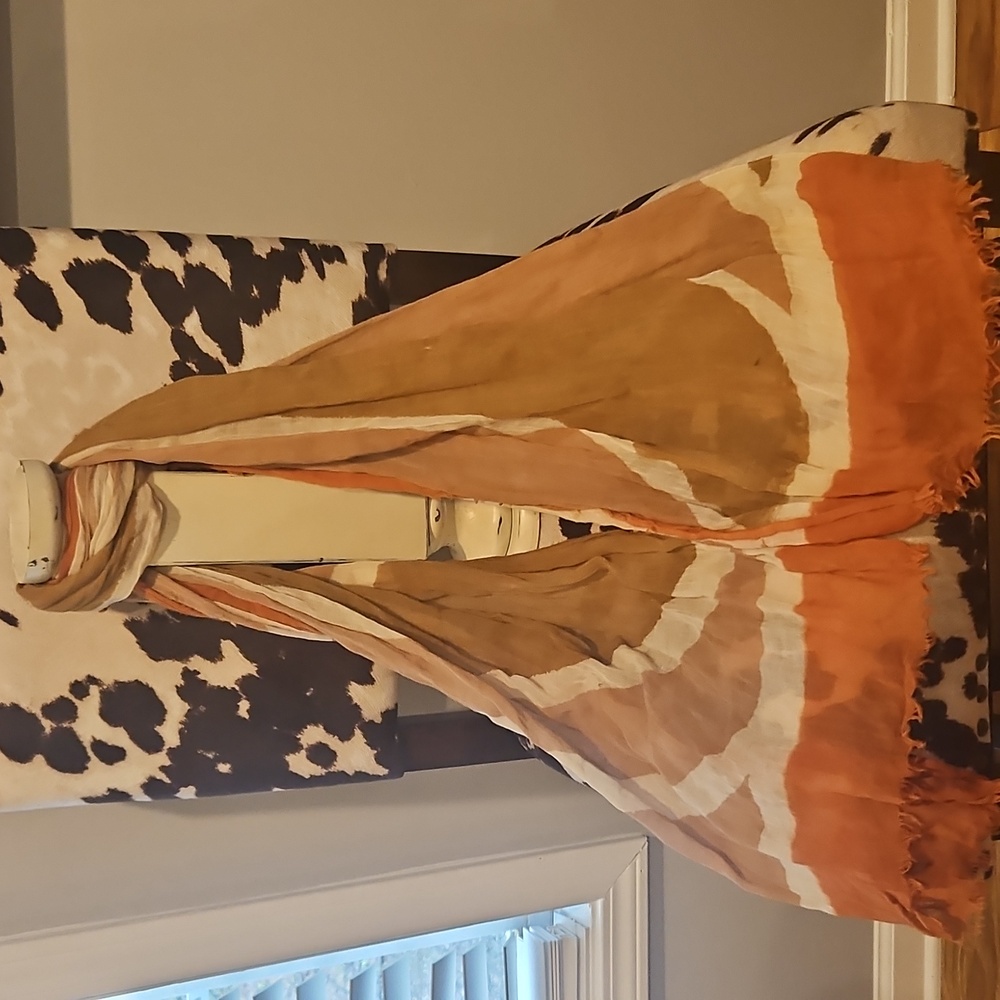 Brown and Orange Lace scarf